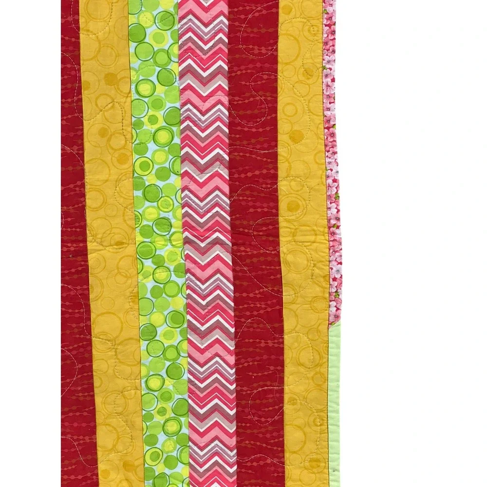 Handmade Multi Color Jelly Roll Strip Quilt 34x40 Baby Blanket Lap Throw